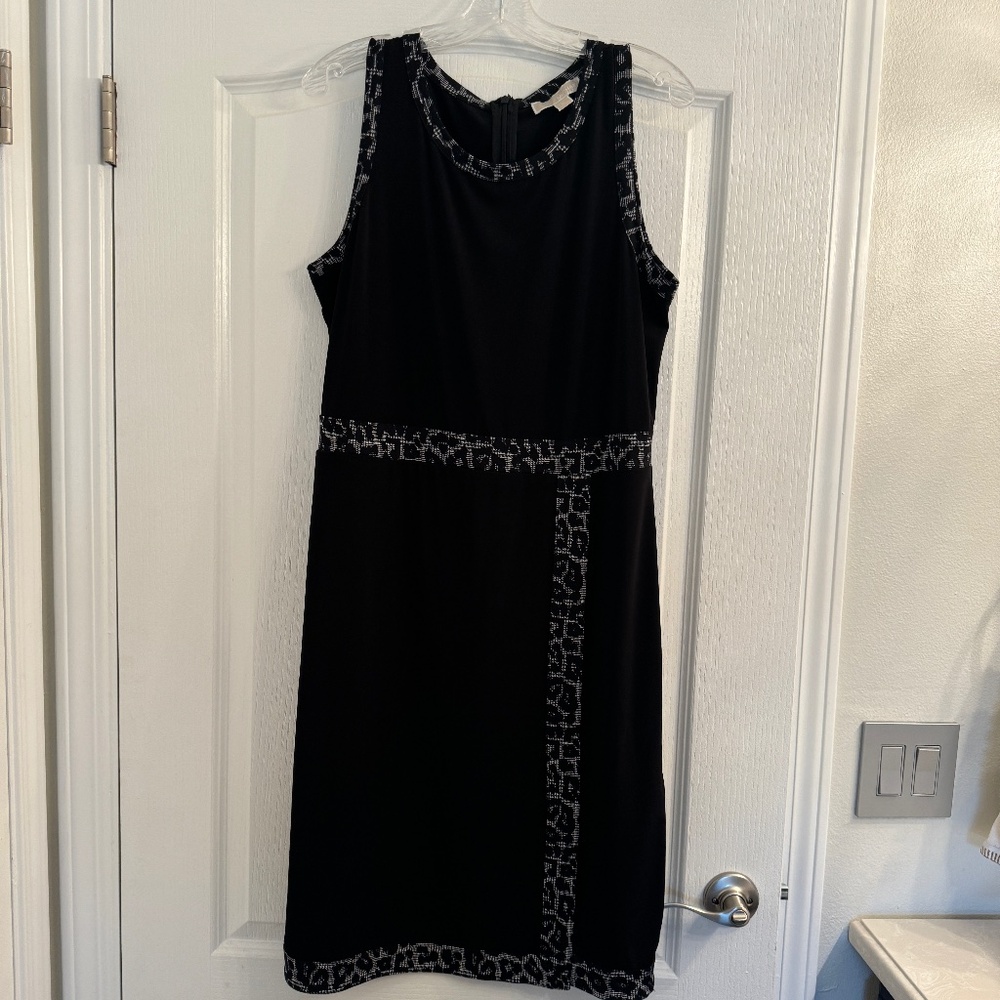Michael Michael Kors black print sleevelesss midi dress